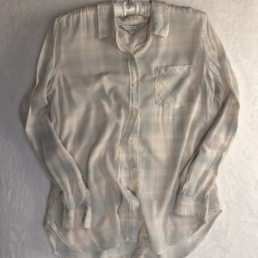 Lucky Size Large Lightweight Button Down Plaid Plaid Y2K 90s BTC BTS